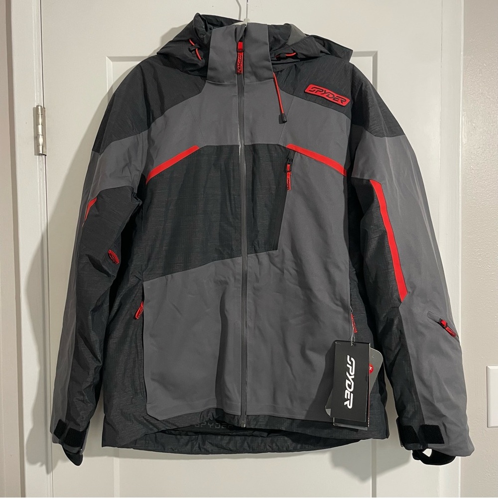 NEW! $500 Spyder Leader Men's Winter Jacket- GREY and Red